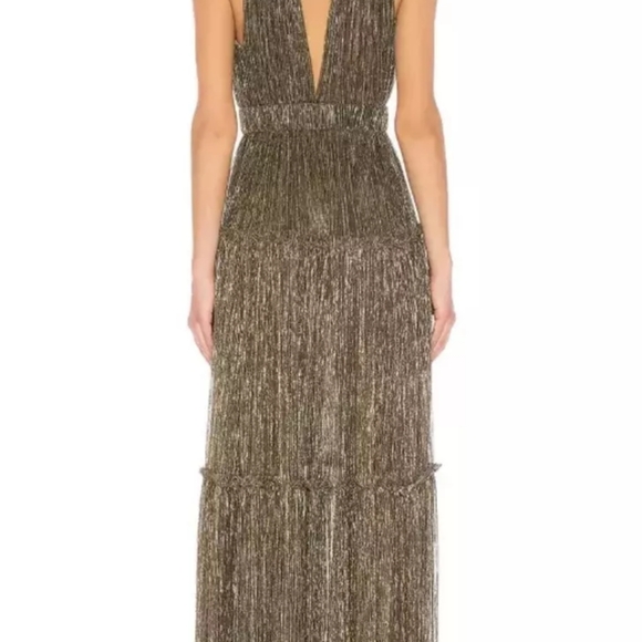 Sabina Musayev Gold Black Bow Gown Belted Midi Maxi Ray Dress Sz S - Picture 2 of 5